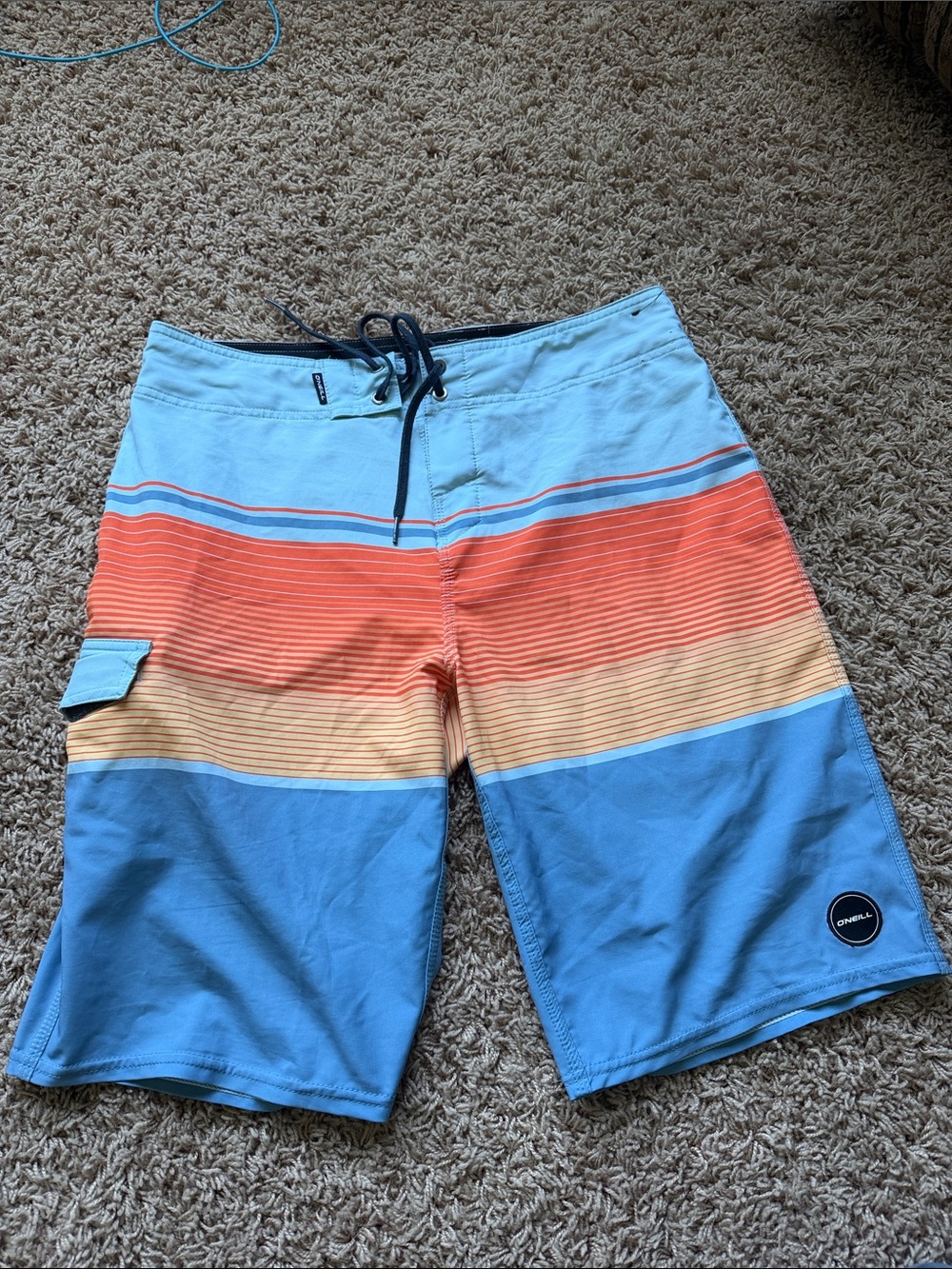 O'Neill Men’s Light Blue & Orange Gradient Stripe Boardshorts